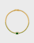 Chakra Emerald Diamond Halo Tennis Bracelet