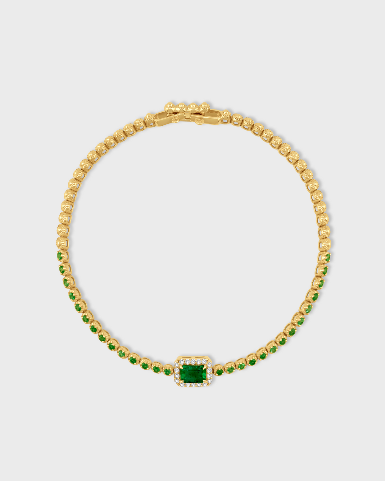 Chakra Emerald Diamond Halo Tennis Bracelet