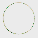 Chakra Emerald Gold Bezel Tennis Necklace