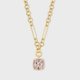 Chakra Round And Oval Link Chain With Removable Morganite Gemstone Charm Necklace