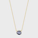 Chakra Blue Sapphire Diamond Halo Necklace