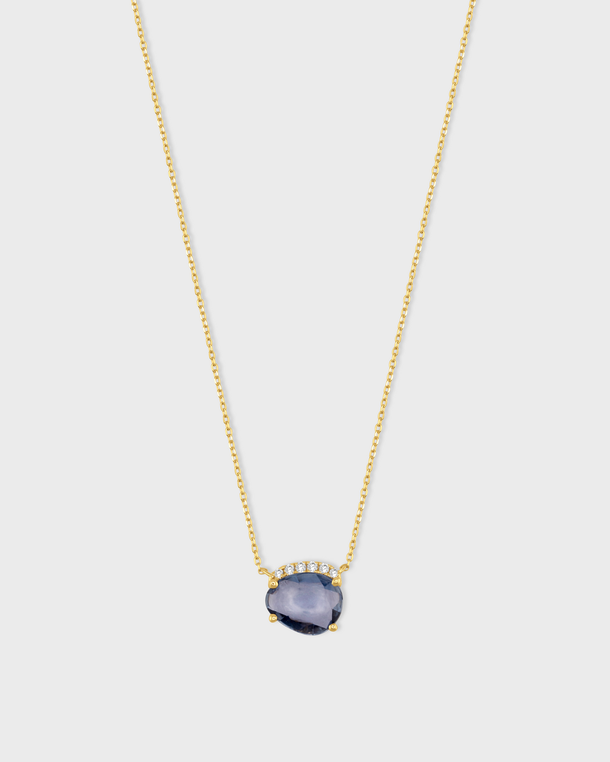 Chakra Blue Sapphire Diamond Halo Necklace