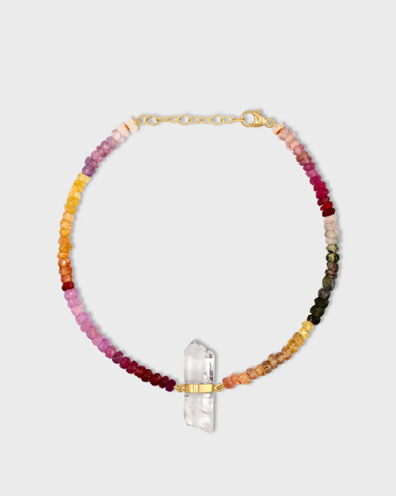 Arizona Dark Rainbow Sapphire Crystal Quartz Charm Bracelet