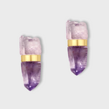 Crystalline Veracruz Amethyst Gold Bar Studs