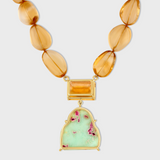 Happy Buddha Chrysoprase Jumbo Citrine Necklace