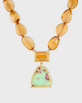 Happy Buddha Chrysoprase Jumbo Citrine Necklace