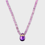 Aurora Amethyst Diamond Bar Gemstone Lavender Quartz Necklace