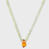 Aurora Amber Gold Bar Prehnite Necklace