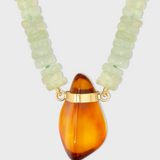 Aurora Amber Gold Bar Prehnite Necklace