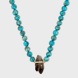 Nevada Jumbo Turquoise Sphere Smoky Quartz Charm Necklace