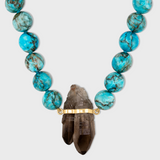 Nevada Jumbo Turquoise Sphere Smoky Quartz Charm Necklace