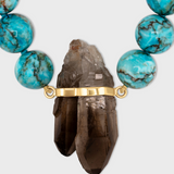 Nevada Jumbo Turquoise Sphere Smoky Quartz Charm Necklace