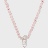 Oracle Rose Quartz Crystal Quartz Charm Necklace