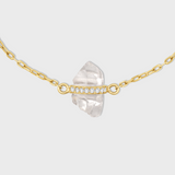 Crystalline Crystal Quartz Gold Chain Diamond Bar Bracelet