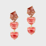 Love Rutilated Quartz Rhodochrosite Heart Earrings