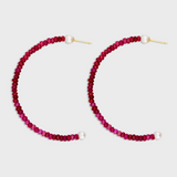 Arizona Large Ruby Pearl Hoop Earrings