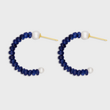 Arizona Small Blue Sapphire Pearl Hoop Earrings