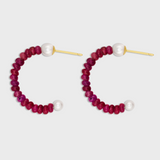 Arizona Small Ruby Pearl Hoop Earrings