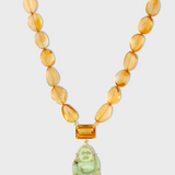 Happy Buddha Chrysoprase Jumbo Citrine Necklace