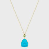 Happy Buddha Turquoise And Tourmaline Necklace