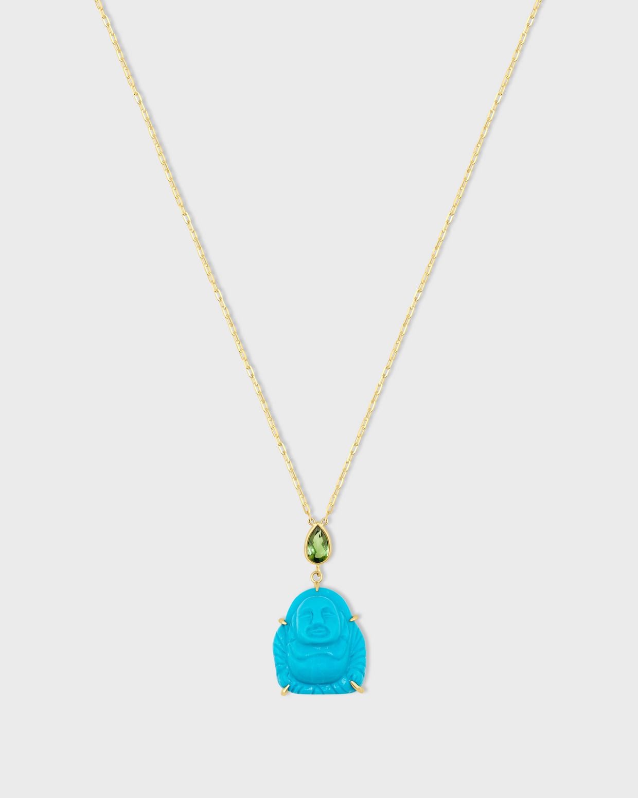 Happy Buddha Turquoise And Tourmaline Necklace