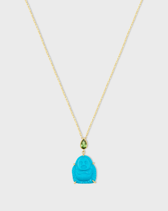 Happy Buddha Turquoise And Tourmaline Necklace