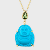 Happy Buddha Turquoise And Tourmaline Necklace