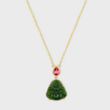 Happy Buddha Burmese Jade And Tourmaline Necklace