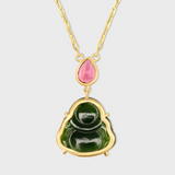 Happy Buddha Burmese Jade And Tourmaline Necklace