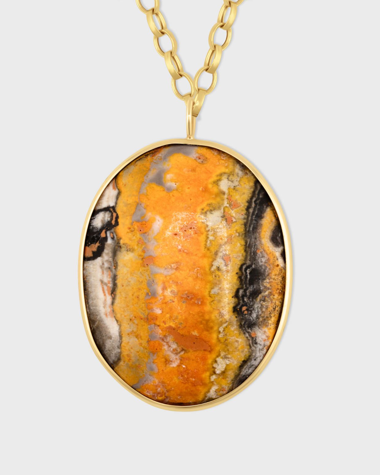 Treasure Bumble Bee Jasper Long Pendant Necklace