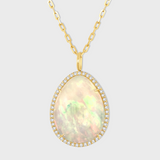 Soleil Opal Diamond Halo Necklace