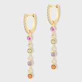 Chakra Rainbow Gold Bezel Drop Earrings