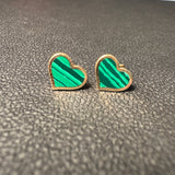 Malachite Inlay Heart Earrings