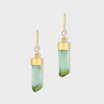 Green Tourmaline Diamond Cap Earrings