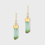 Green Tourmaline Diamond Cap Earrings