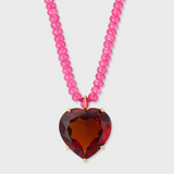 Garnet Heart On Pink Tourmaline Necklace