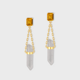 Chakra Citrine Gemstone Crystal Drop Earrings