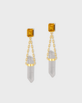 Chakra Citrine Gemstone Crystal Drop Earrings