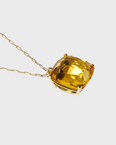 Chakra Citrine Large Cushion Cut Gemstone Necklace