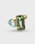 Chakra Green Amethyst & Aquamarine Double Gemstone Ring