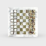 Green and White Onyx Checkers Set