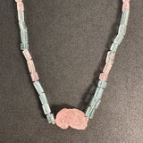 Aquamarine And Rose Quartz Dragon Necklace