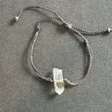 Crystal Quartz Gold Bar Cord Bracelet