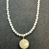 Detachable Moon & Stars Pearl Charm on Moonstone Necklace