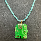 Jade Elephant on Turquoise Heshi Necklace