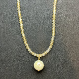 Detachable Diamond Pearl Charm on Citrine Necklace