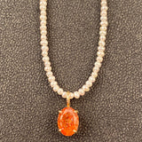 Sunstone Charm Mini Pearl Necklace