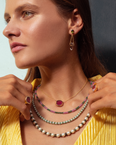 Arizona Pink Sapphire Emerald Stripe Necklace