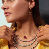 Chakra Peridot Gemstone Crystal Drop Earrings