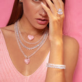 Aurora Rhodochrosite Heart Diamond Necklace
